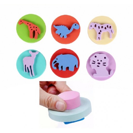 مجموعة 6 طباعات حيوانات برية ربل ايفا مع مسكة ربل